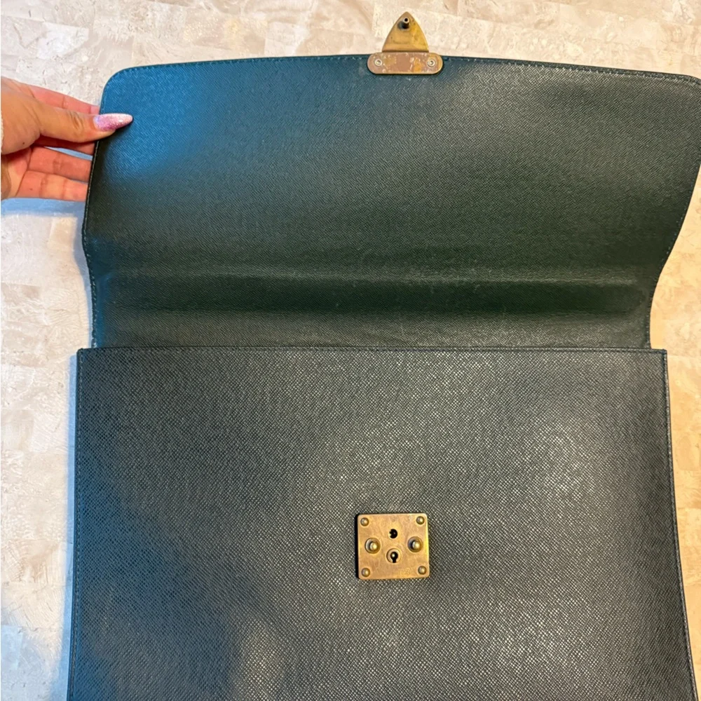 Rare vintage Louis Vuitton Green Taiga Leather Briefcase